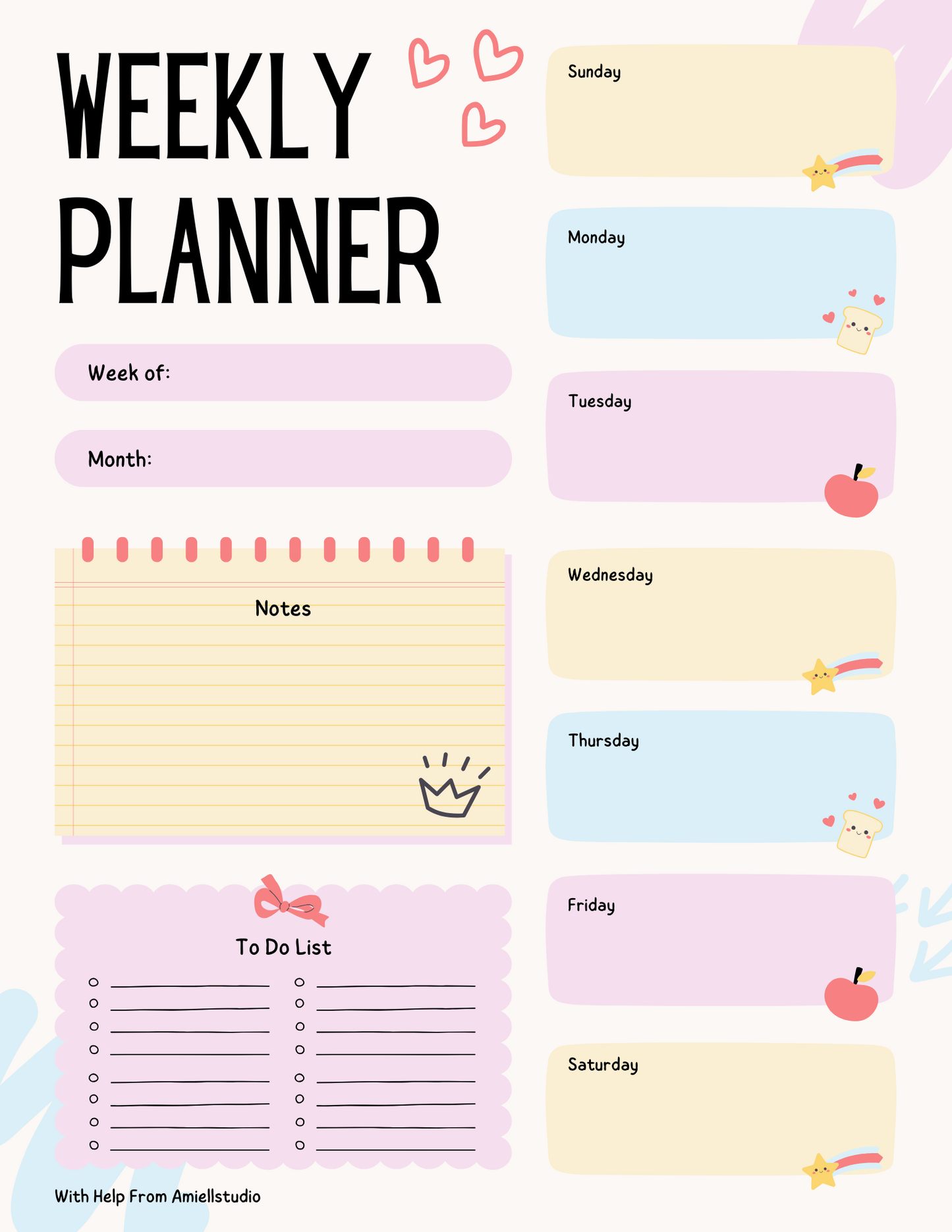Weekly Planner Sheet