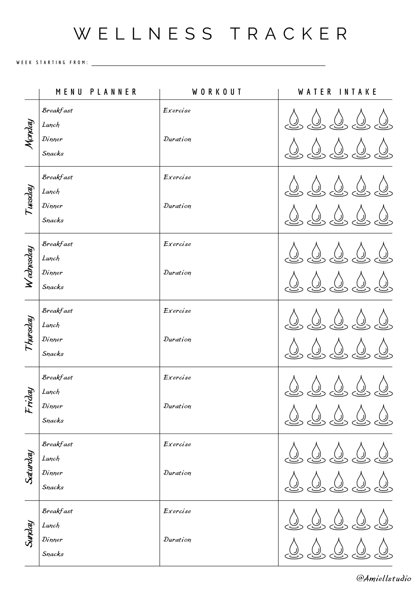 Wellness Tracker Sheet