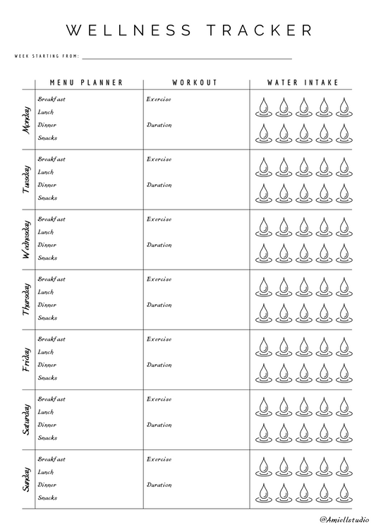Wellness Tracker Sheet
